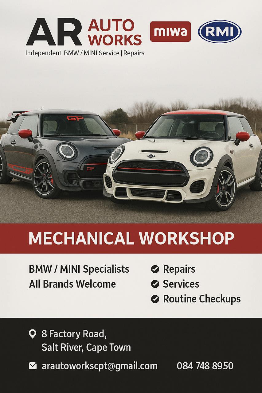 AR Autoworks MINI GP promotional flyer - MINI specialists Cape Town